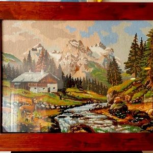 Home made needlepoint woman